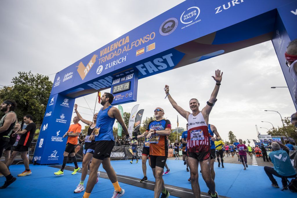 Línea de meta del Medio Maratón de Valencia