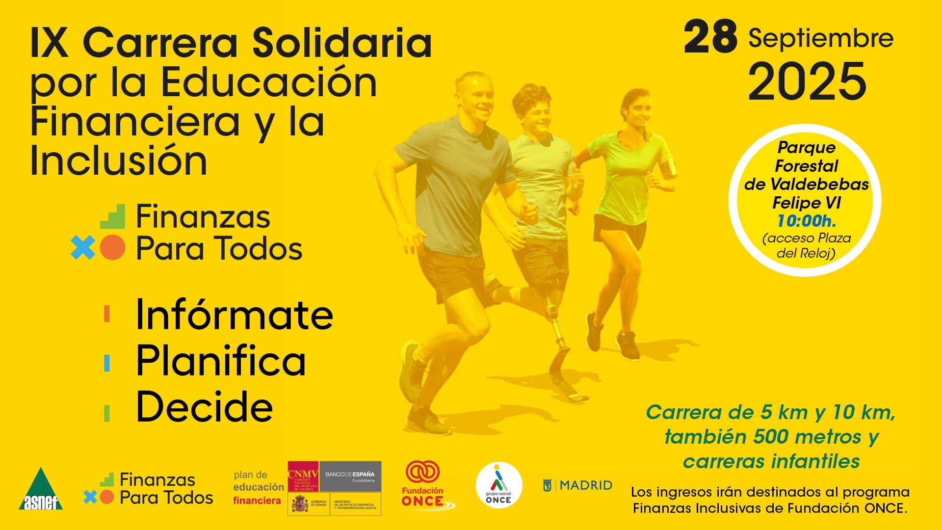 Cartel de la IX Carrera Solidaria por la Educación Financiera y la Inclusión