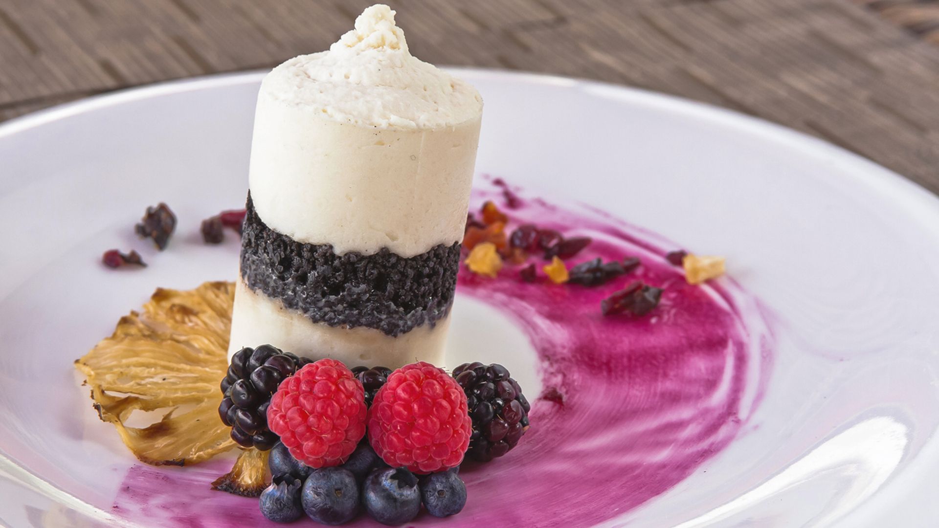 Receta de espuma de yogur y moras