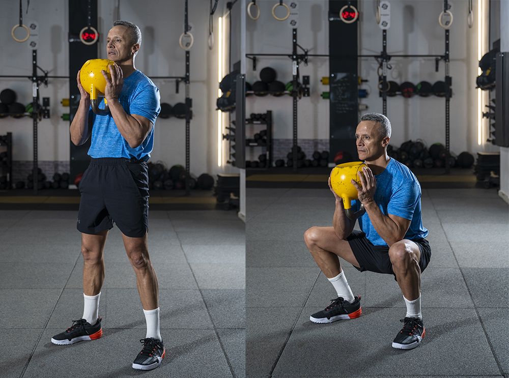 Squat Goblet kettlebell del revés Squat Goblet kettlebell del revés