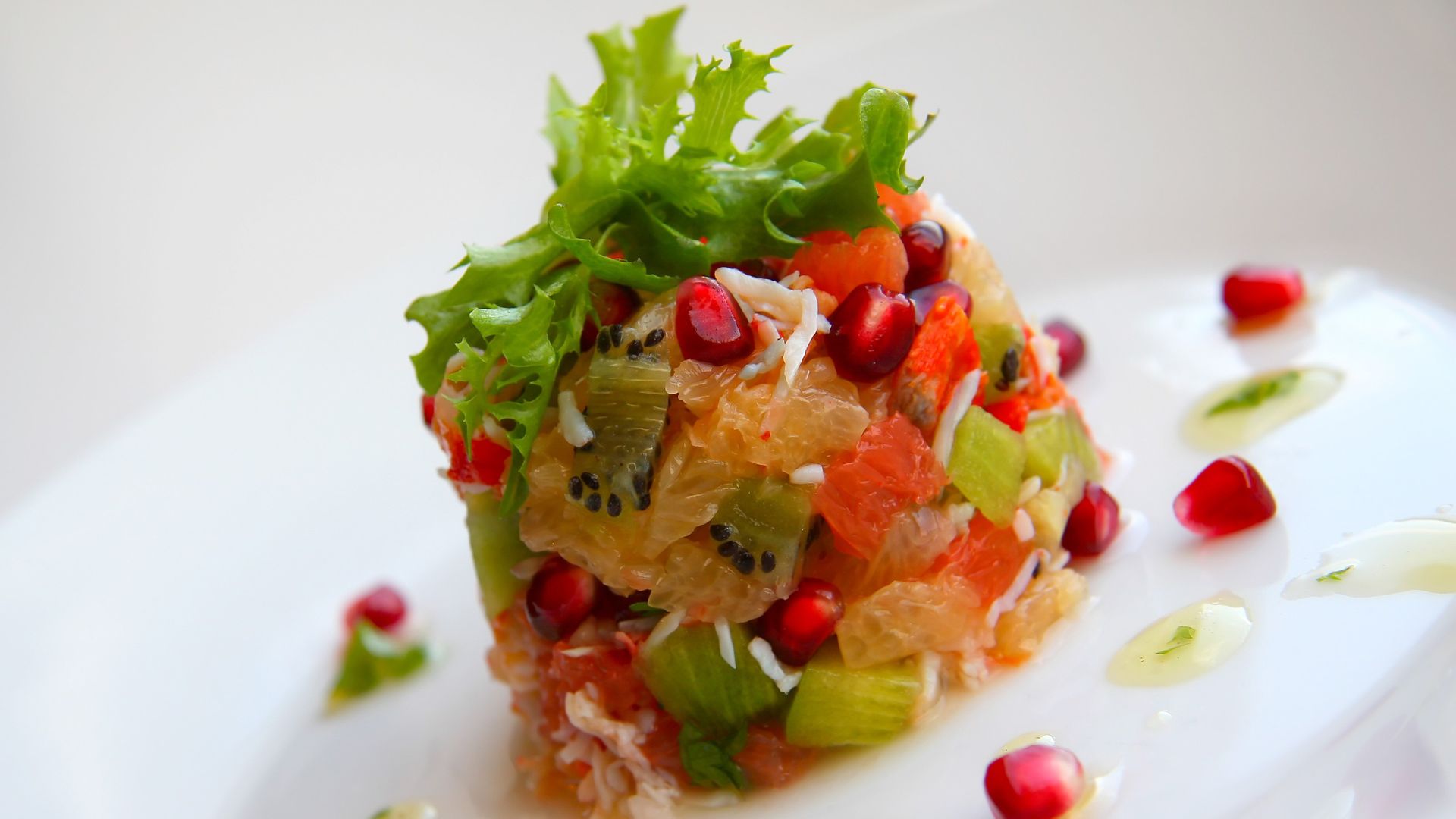 Receta de flan de ensalada de langostinos, pomelo, kiwi y naranja