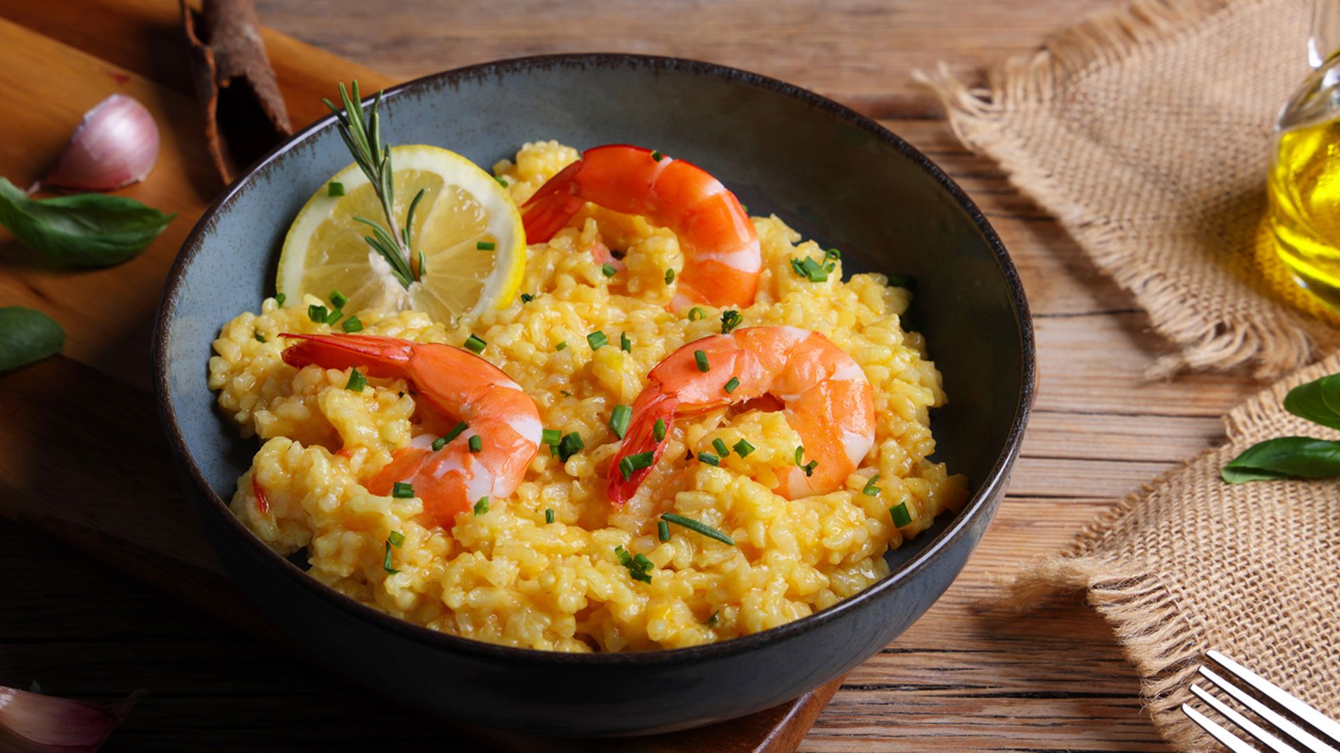 Receta de risotto de azafrán con gambas