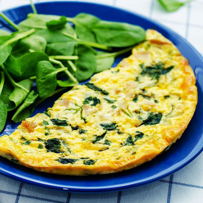 Tortilla francesa con espinacas y arroz integral