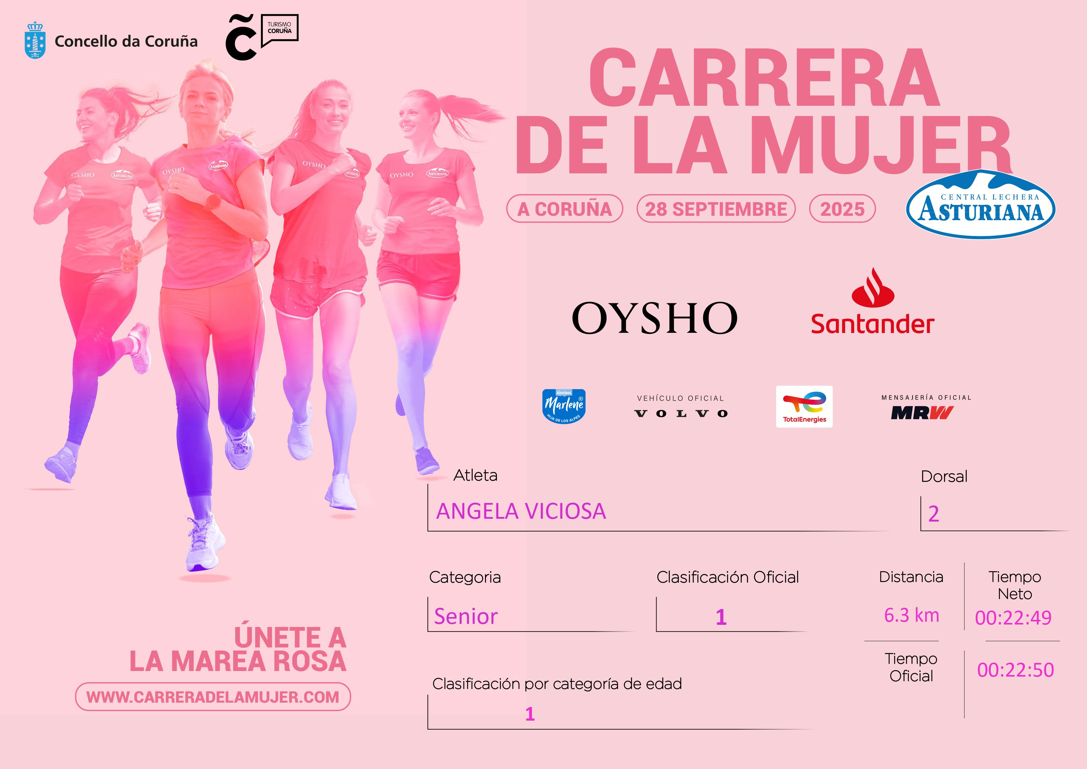 Descarga gratis el diploma de la Carrera de la Mujer de A Coruña 2025