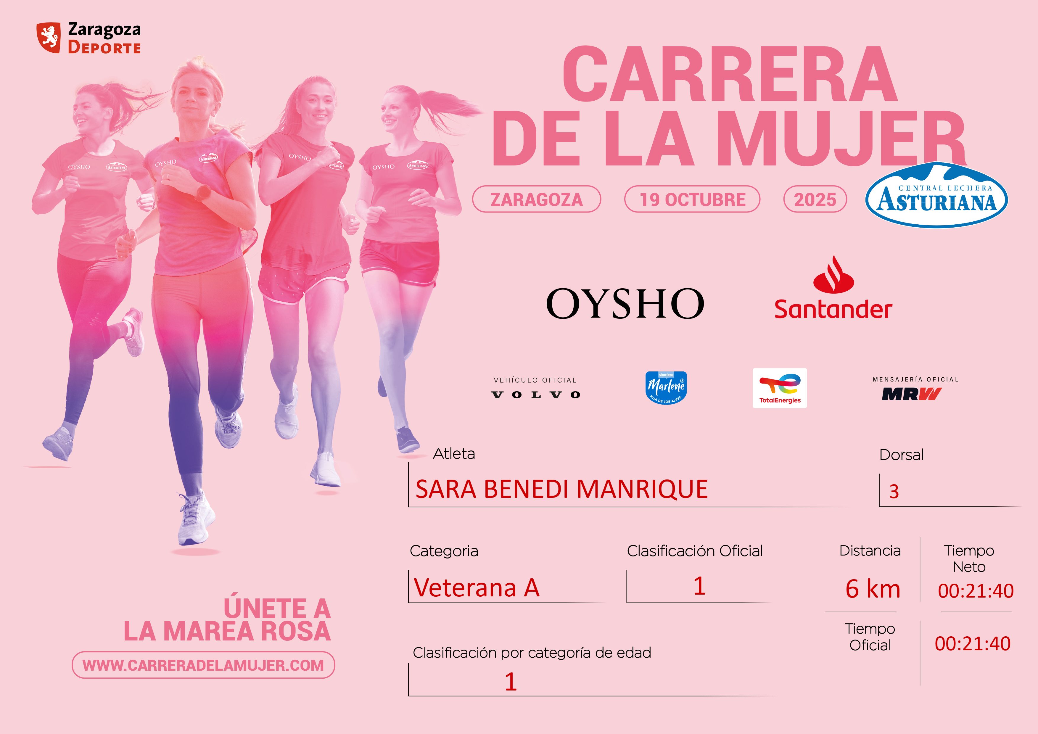 Descarga gratis el diploma de la Carrera de la Mujer de Zaragoza 2025
