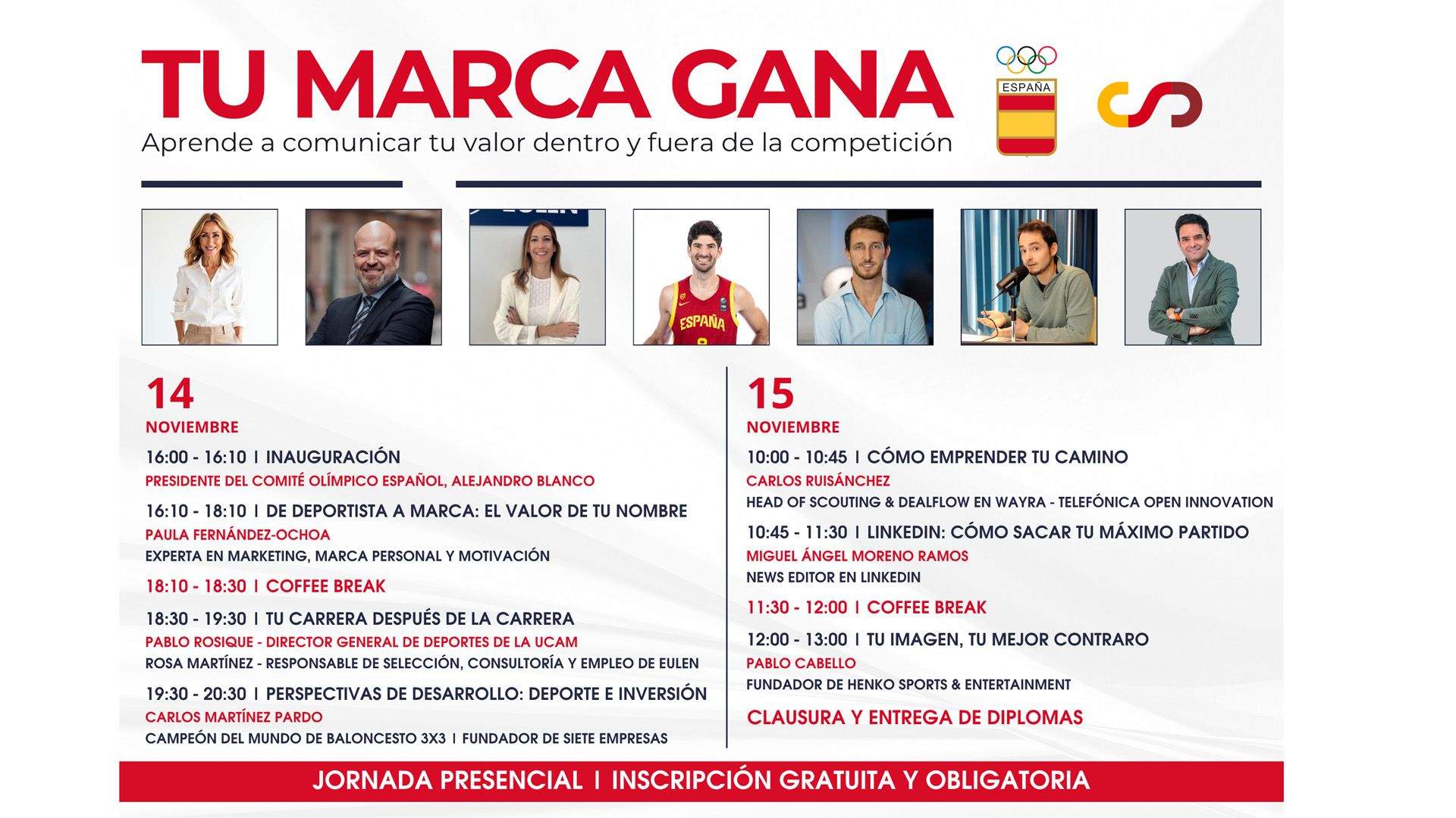 “Tu marca gana”, un jornada de comunicación gratuita en el COE para aprender a comunicar en deporte