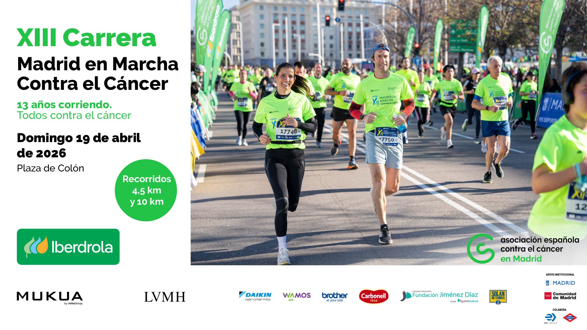 Abiertas las inscripciones para la Carrera Madrid en Marcha Contra el Cáncer 2026