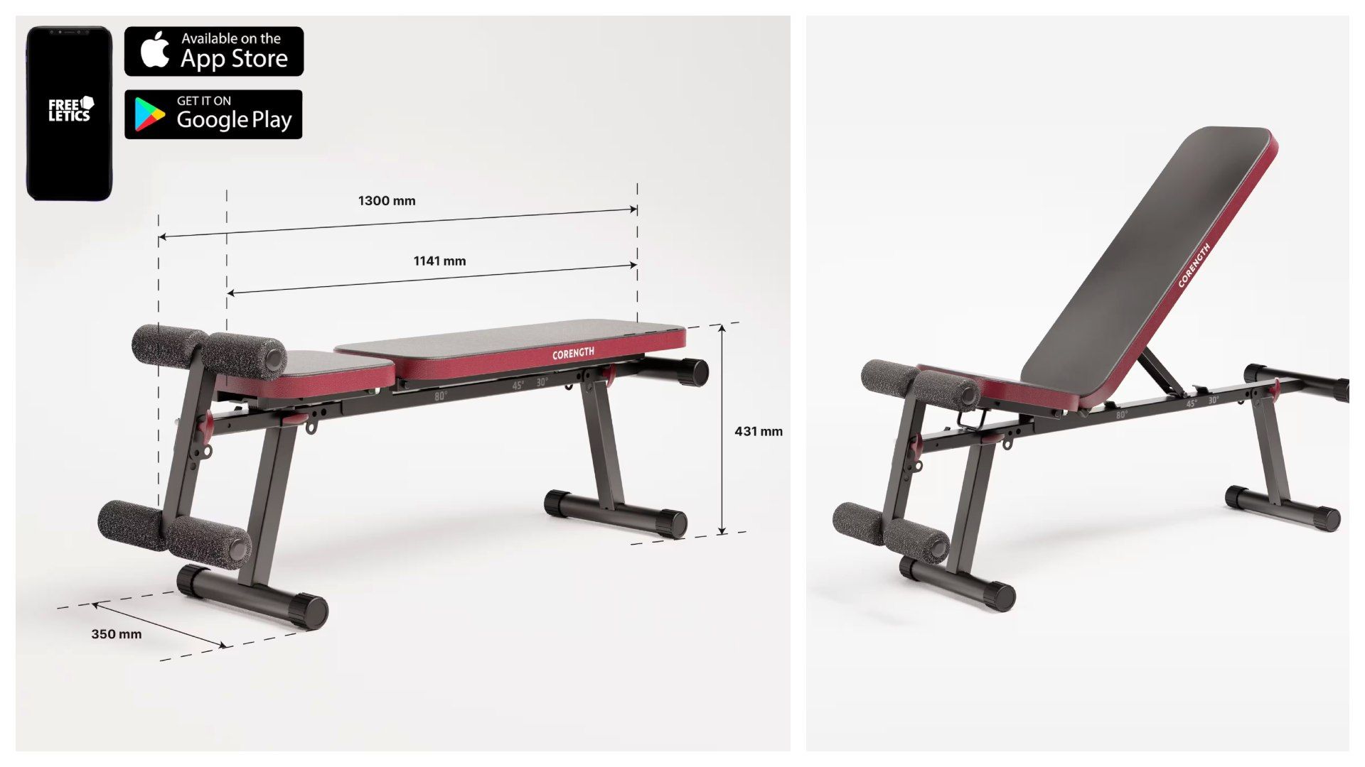 Banco de pesas y abdominales Corength.