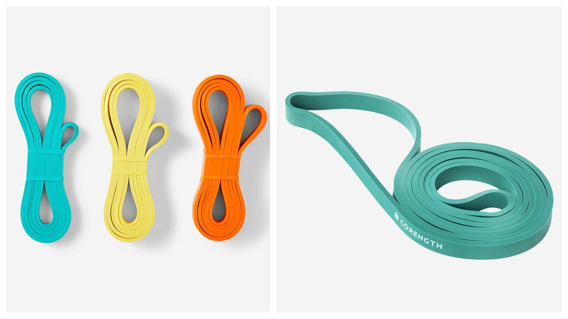 Kit de entrenamiento de 3 bandas elásticas Domyos 15 25 35 kg.