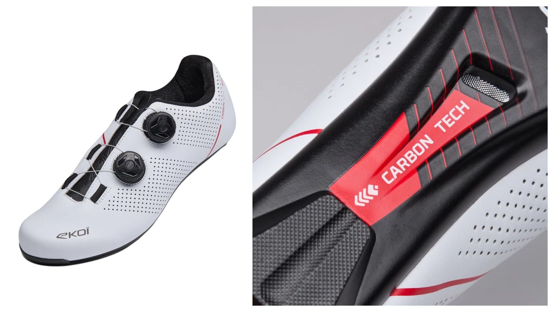 Zapatillas de ruta EKOI Perf ROAD CARBON TECH Blancas.