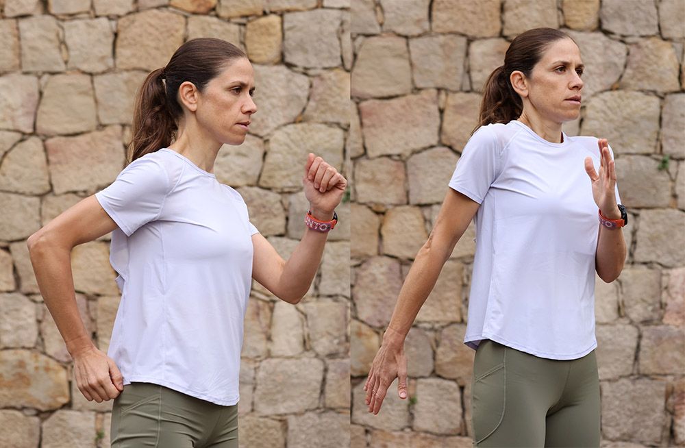 Braceo cruzado y hombros tensos