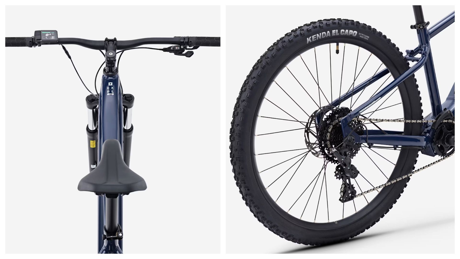 Bicicleta eléctrica montaña 29  Rockrider E Expl 140 azul motor central.