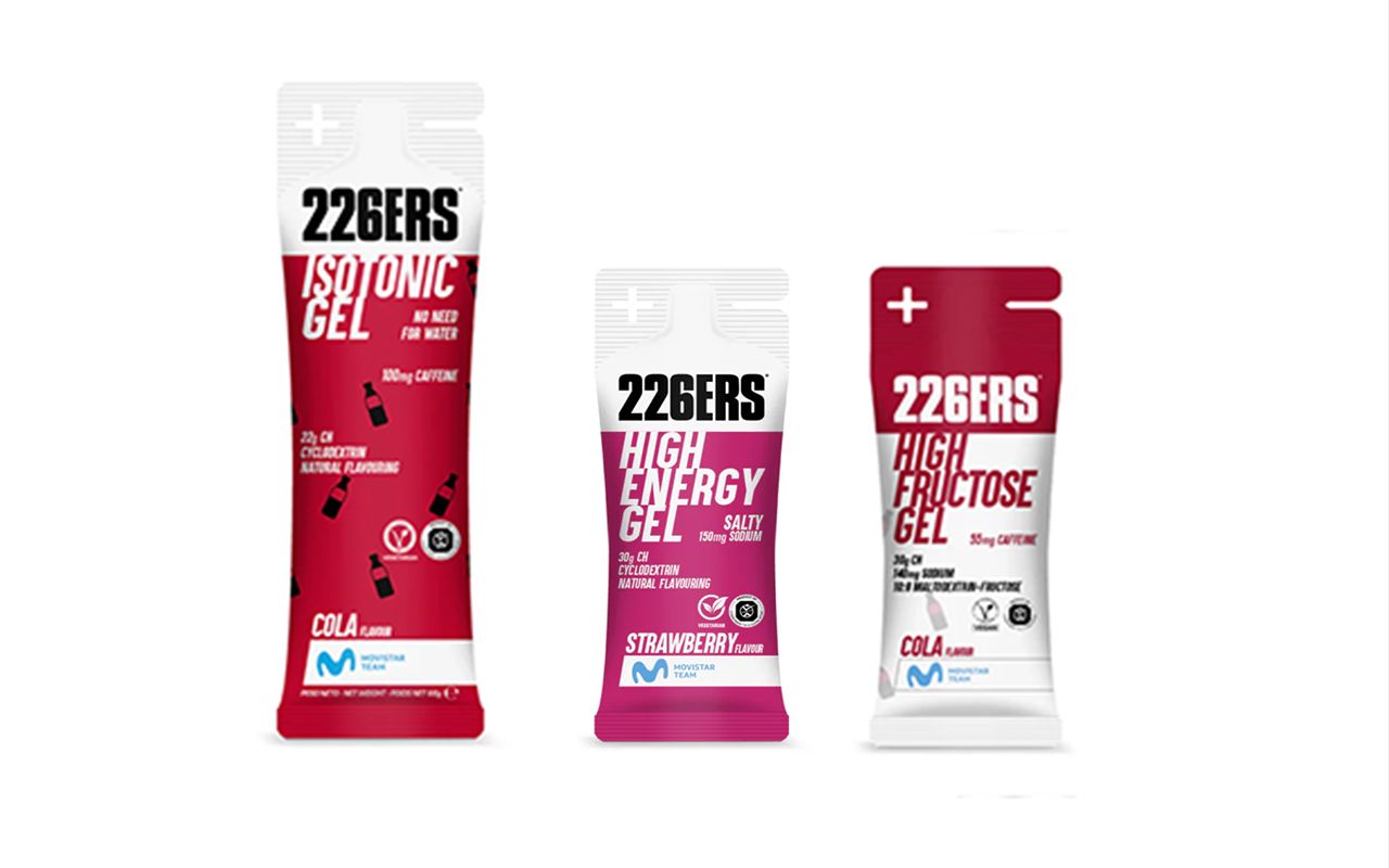 Geles de 226ERS en los avituallamientos del maratón