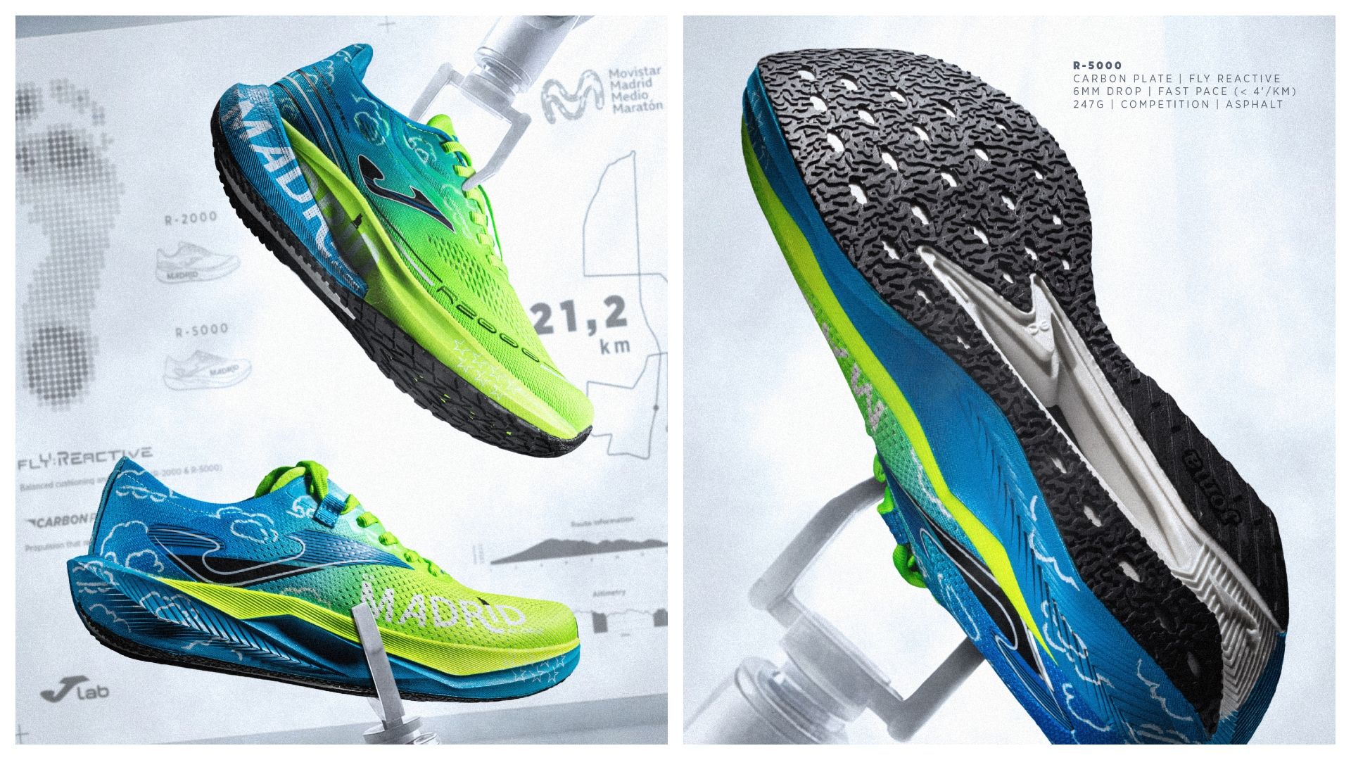 Las 2 zapatillas Joma edición limitada del Movistar Madrid Medio Maratón.