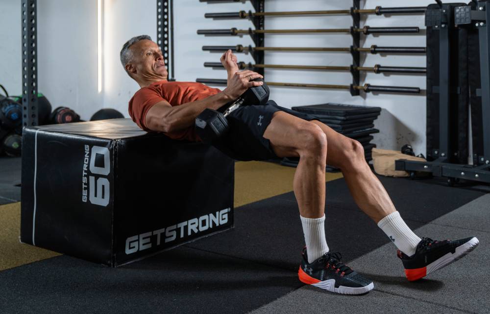 Hip Thrust posición B Mancuerna. 2x12 15 cada pierna