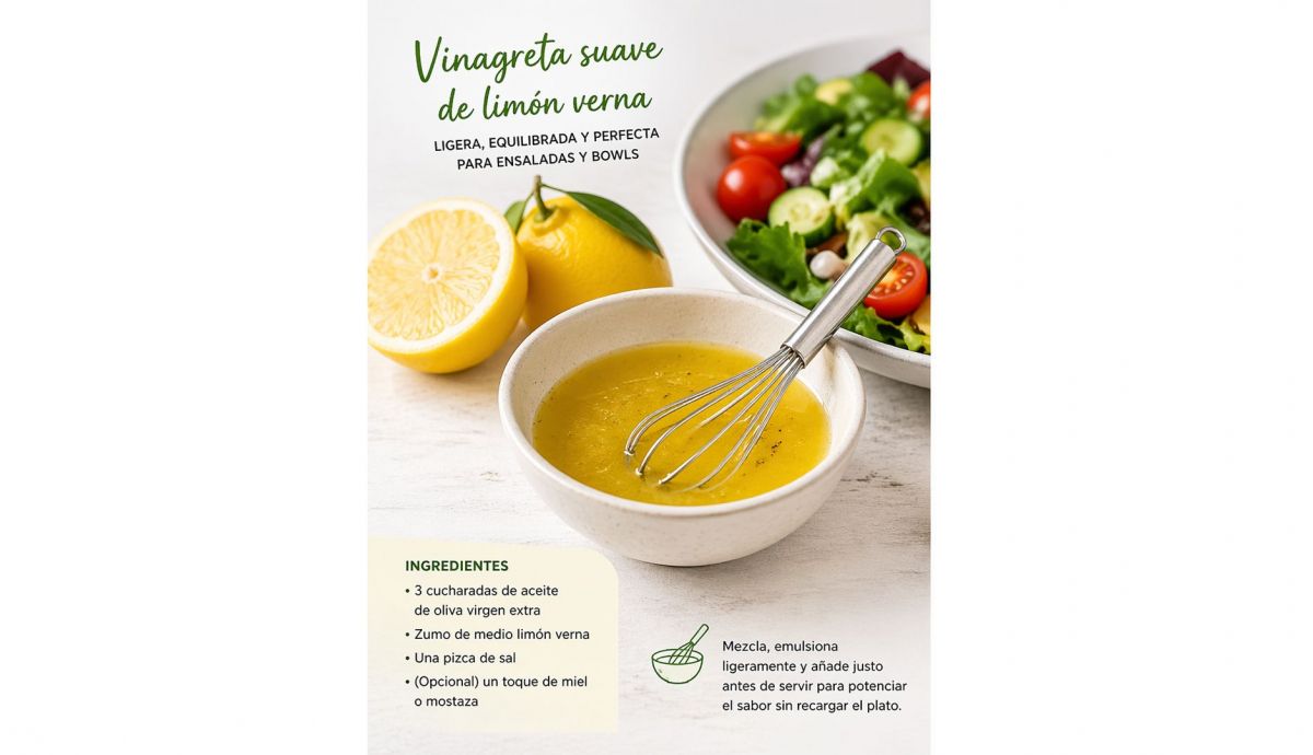 Receta de vinagreta suave de limón verna