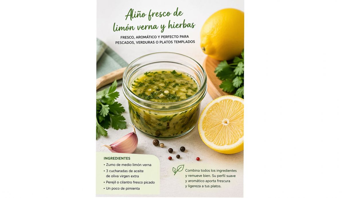 Receta de aliño fresco de limón verna