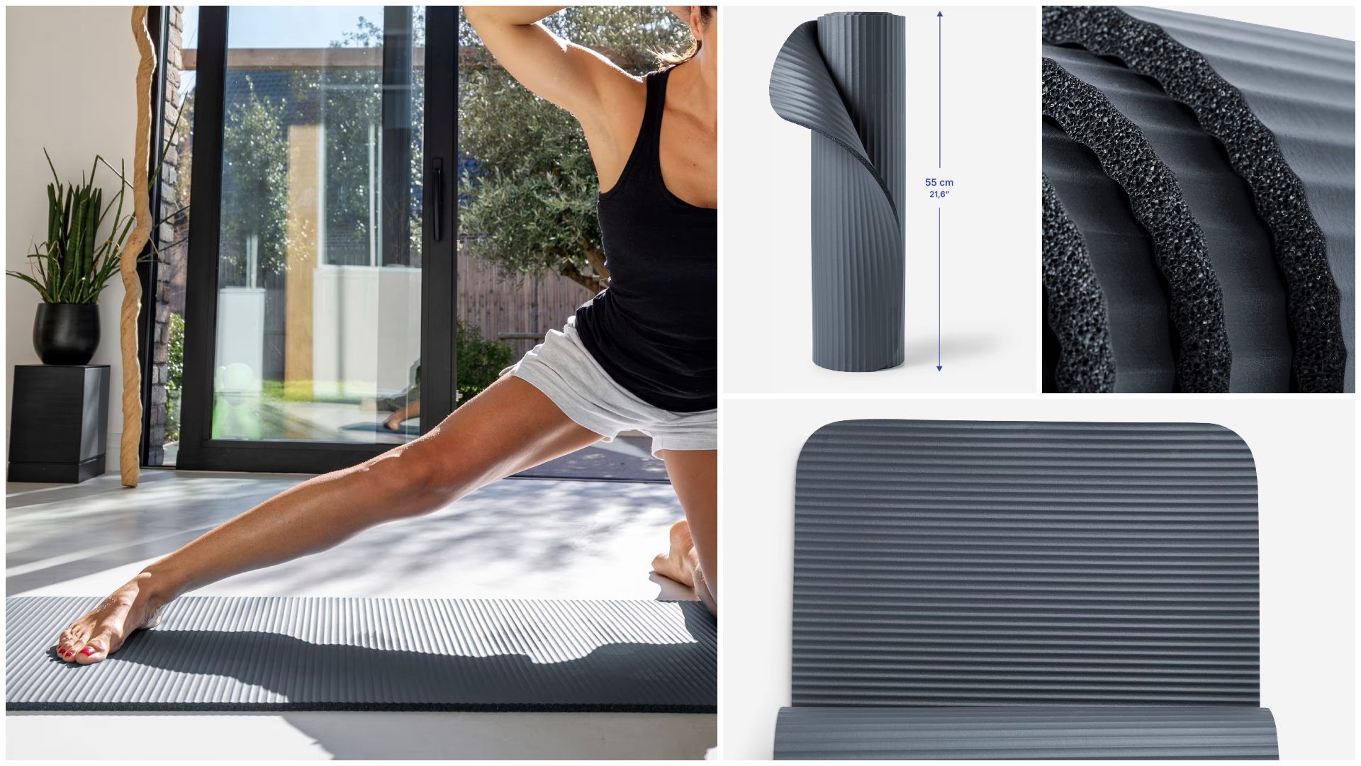 Esterilla Pilates Confort Azul Marrón 10 mm Grosor.