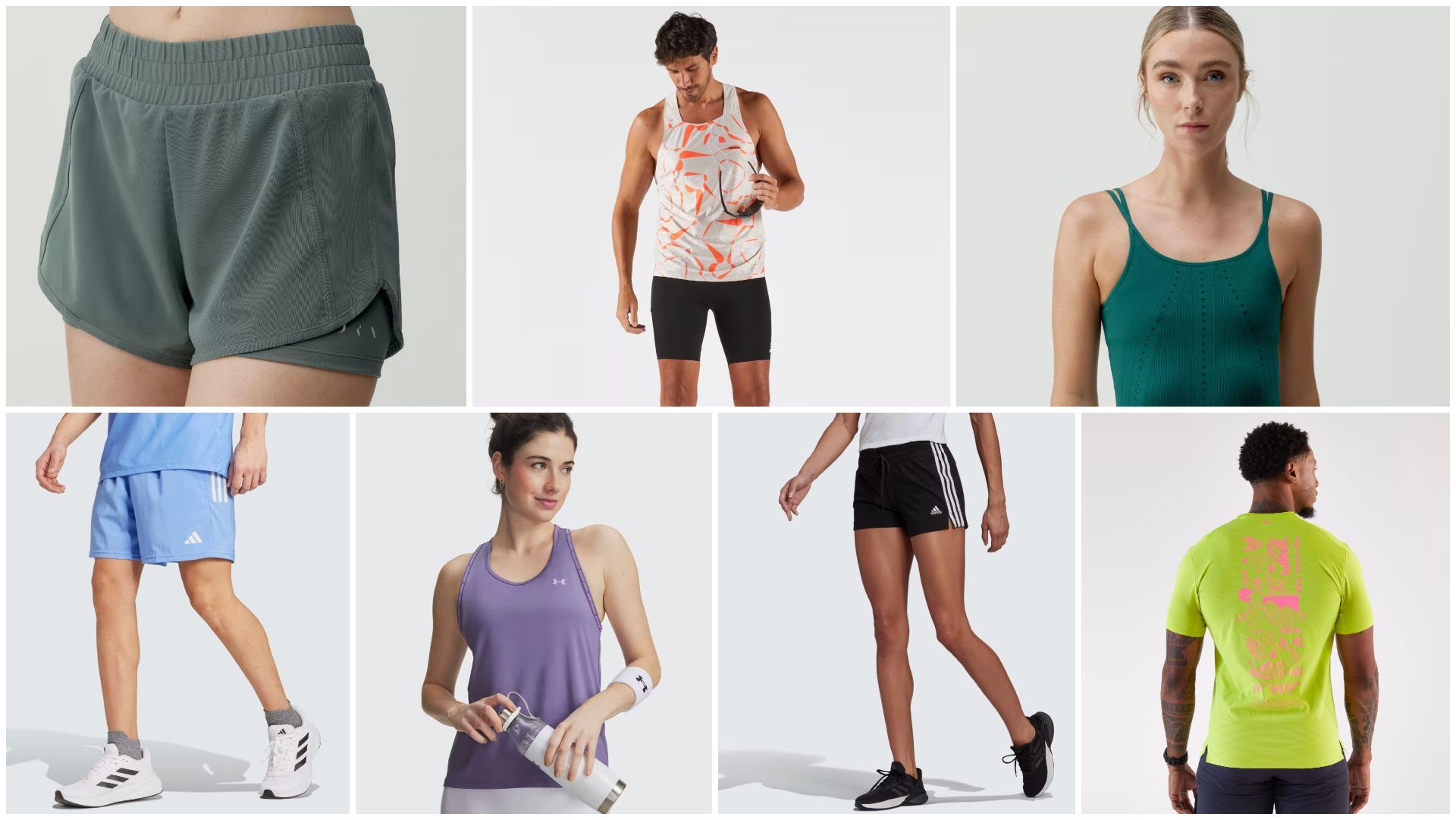 Selección de ropa y complementos de running para mujeres y hombres.