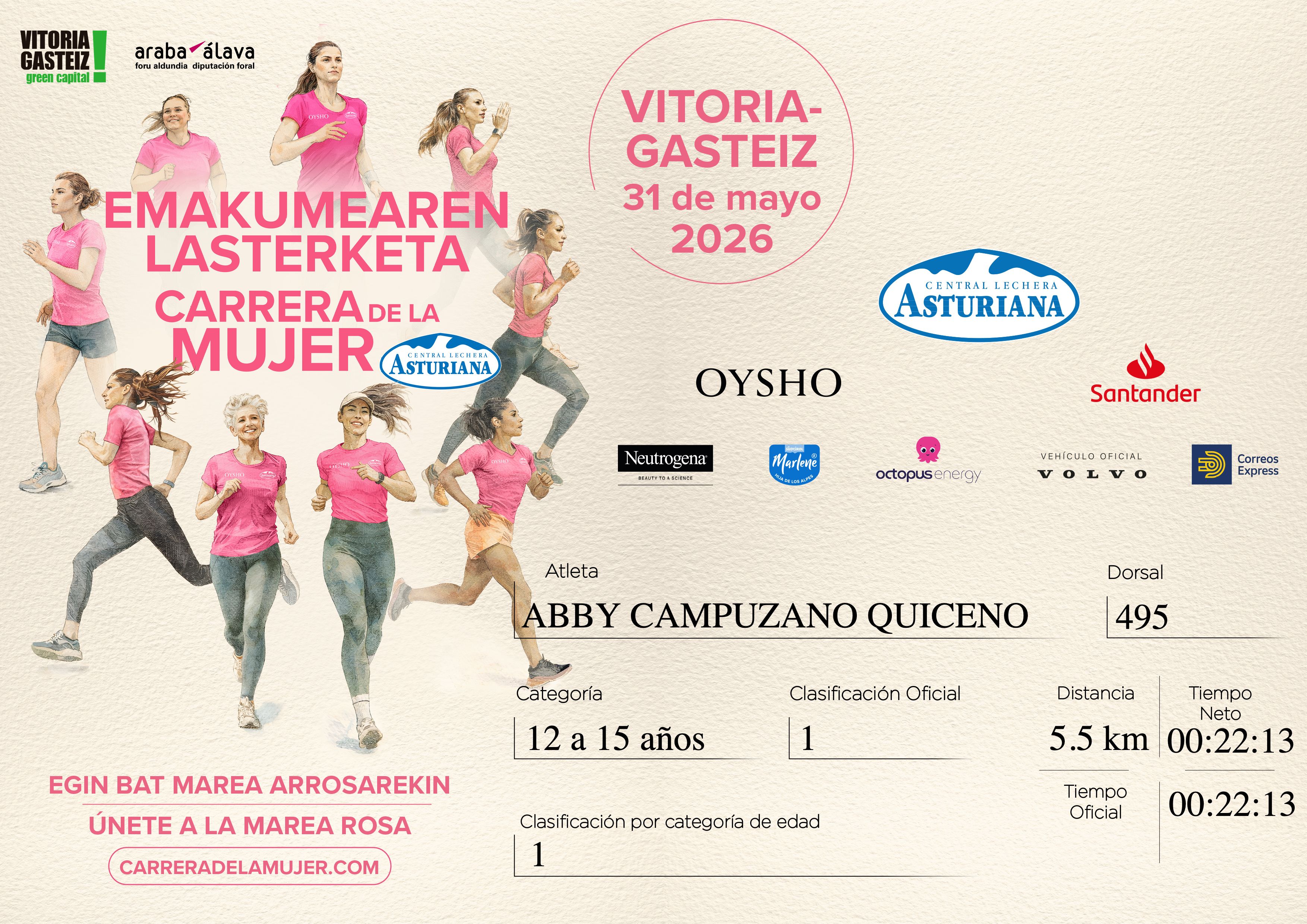 Diploma ABBY CAMPUZANO QUICENO (Carrera De La Mujer Vitoria 2026).