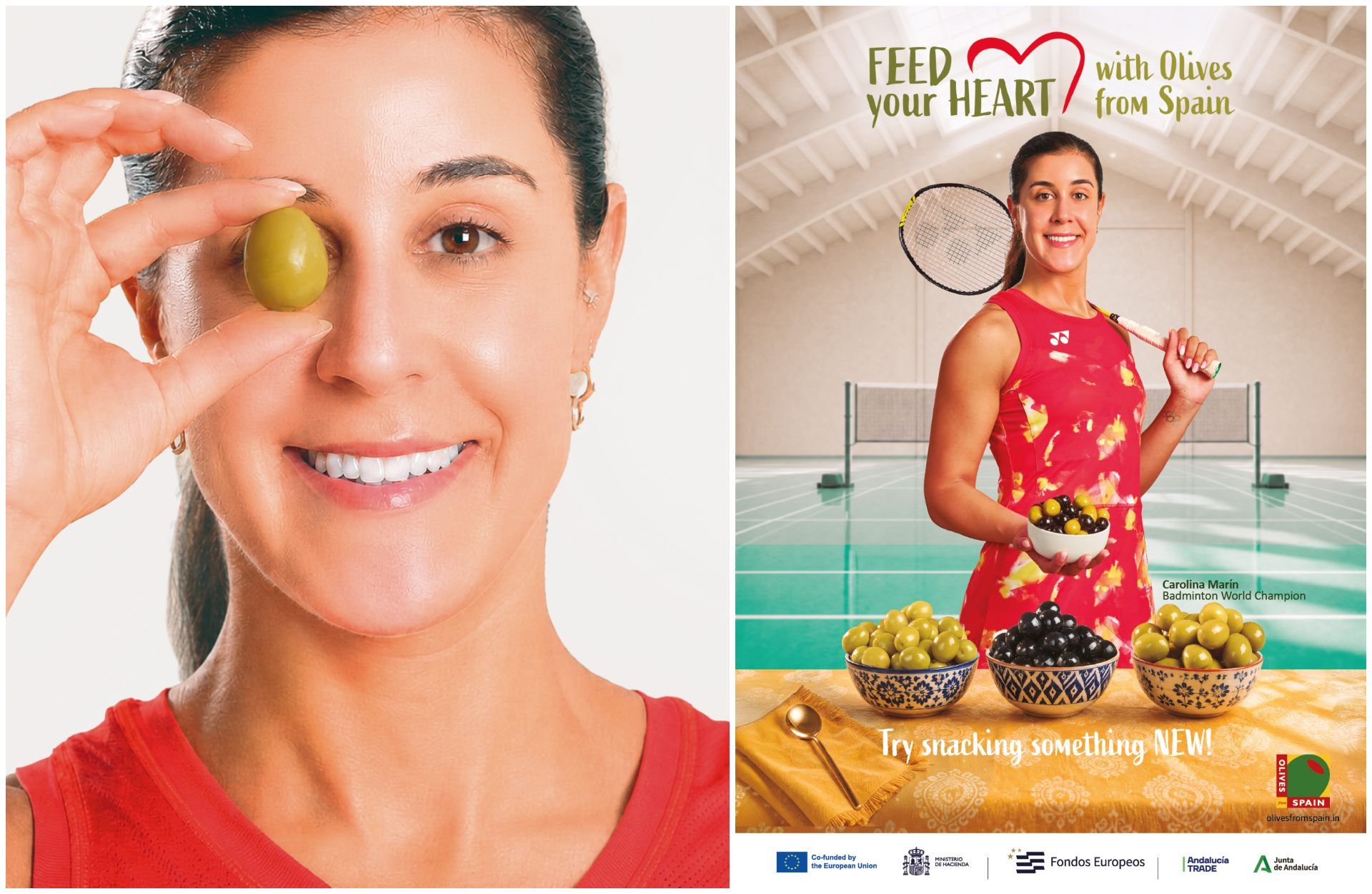 Carolina Marín, nueva embajadora de las Aceitunas de España en India.