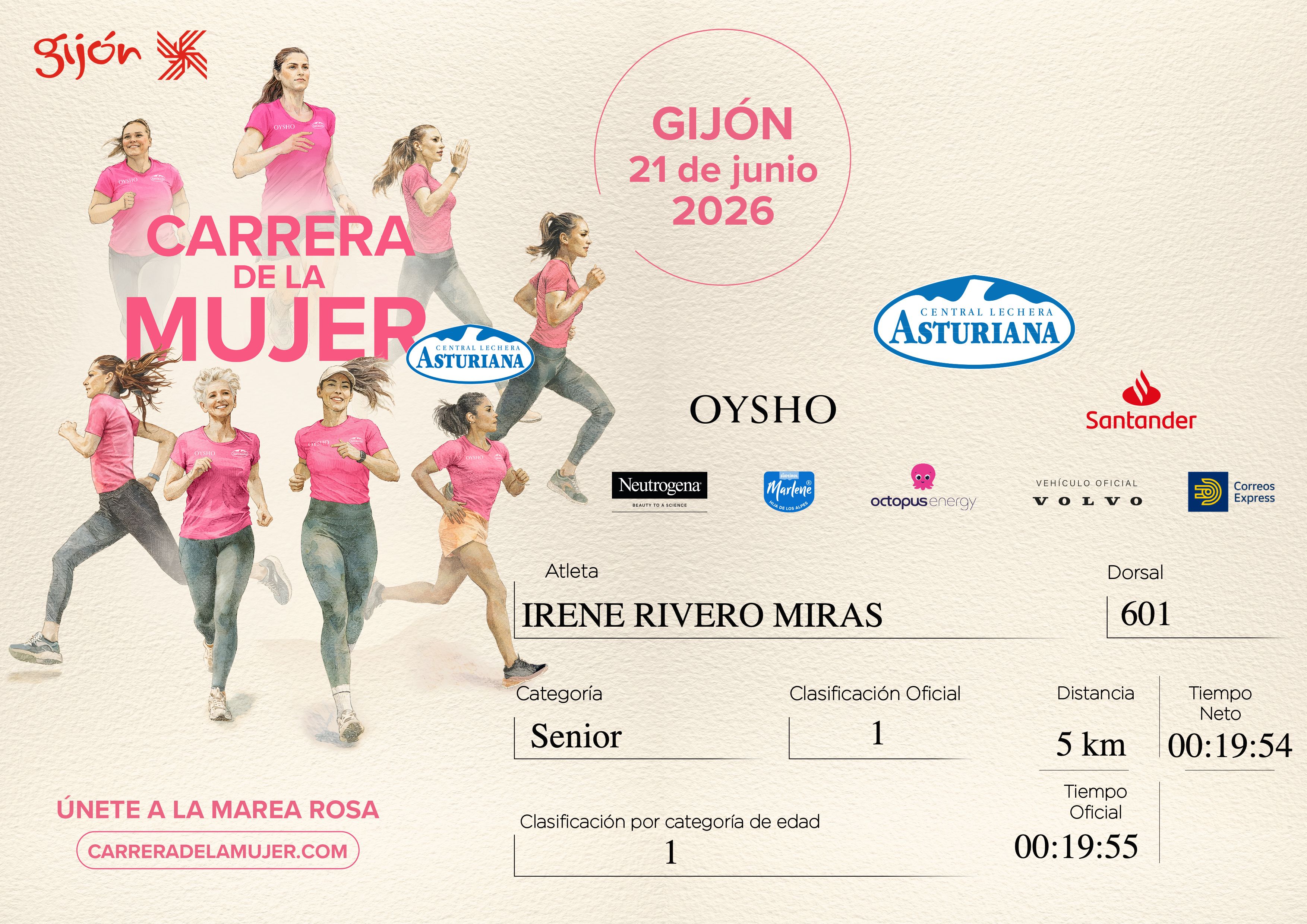Diploma IRENE RIVERO MIRAS (Carrera de la Mujer Gijón 2026).