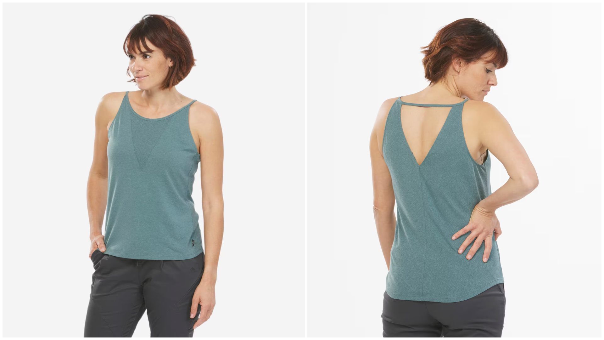 Camiseta de montaña y trekking sin mangas Mujer Quechua NH500.