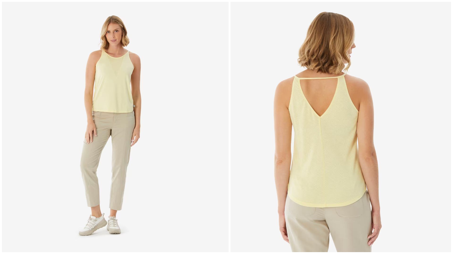 Camiseta de montaña y trekking sin mangas Mujer Quechua NH500 (amarillo).