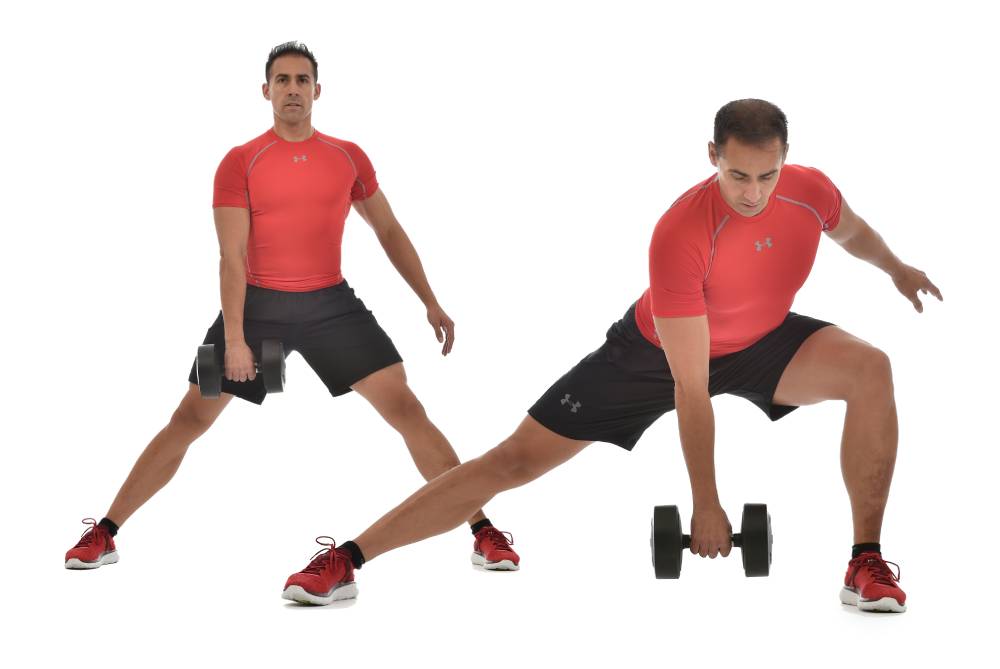 Plié lateral con una mancuerna