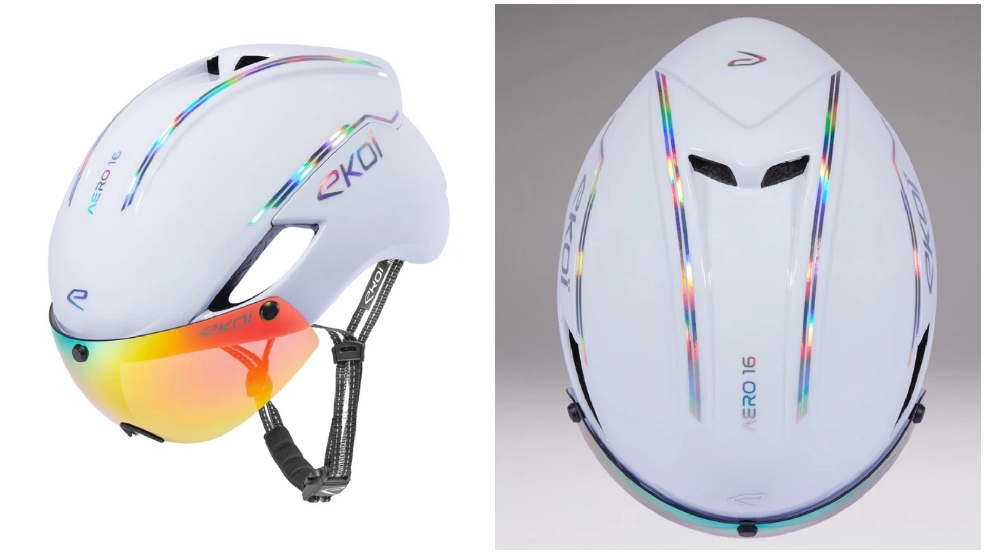 Casco EKOI Perf AERO16 LTD LINE Blanco Holo Plata.