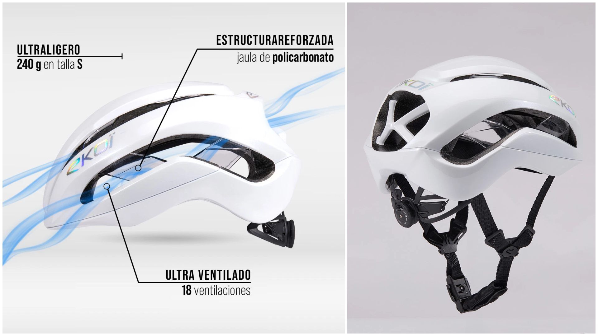 Casco EKOI Perf CRYSTAL Elegance Blanco Holográfico.