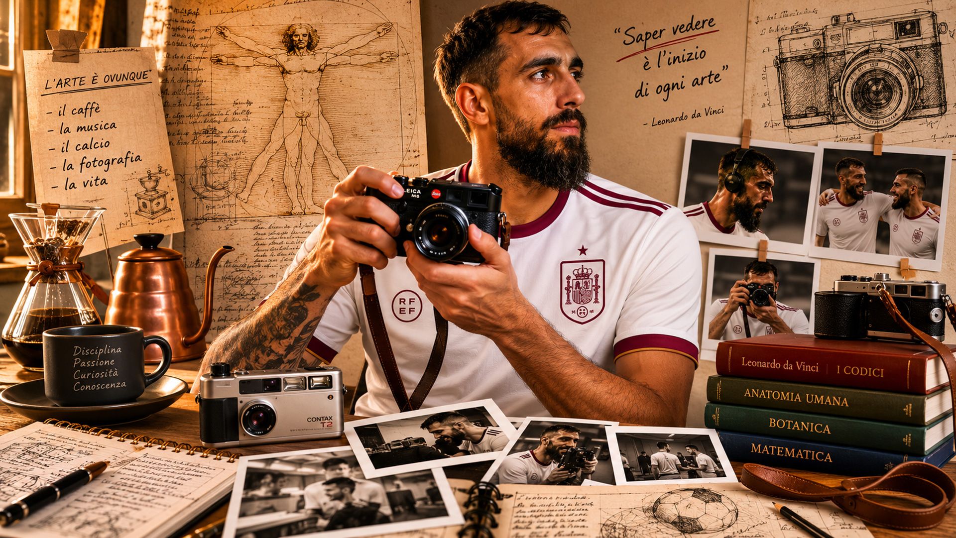 Borja Iglesias y su gran pasión fuera del fútbol: las fotografías que está haciendo en el Mundial. (Creatividad diseñada con ChatGPT)