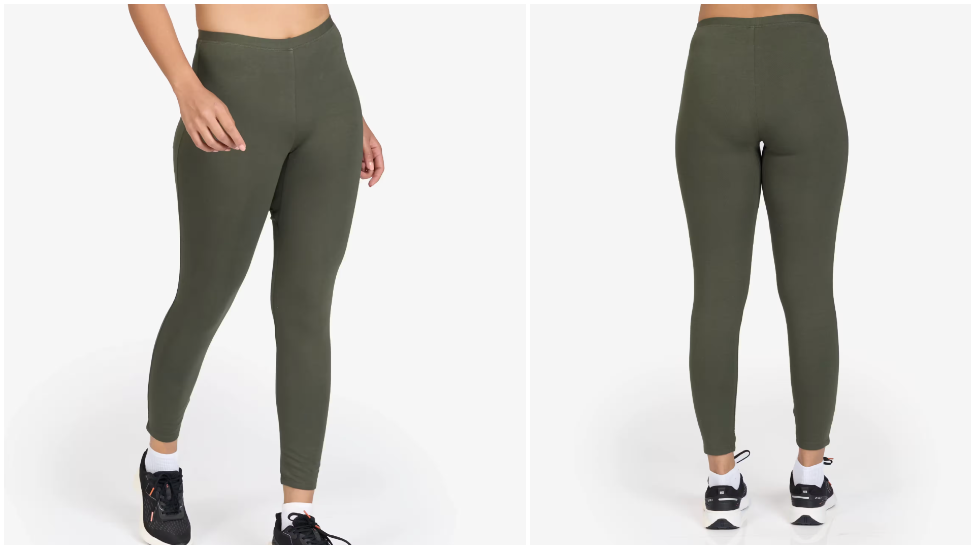 Leggings Deportivos Caqui Algodón Elásticos Corte Clásico.