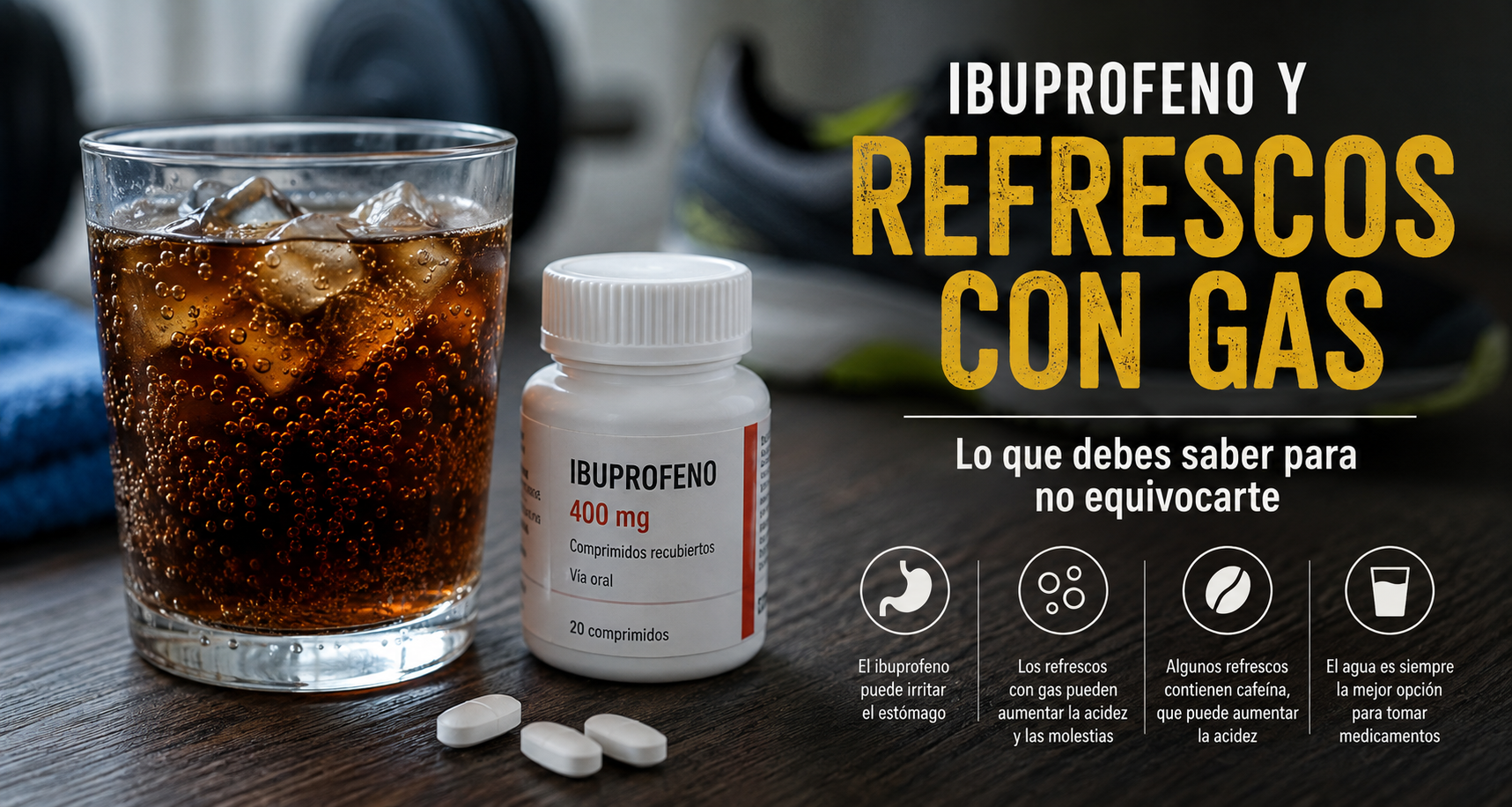 ¿Puedo tomar refrescos con gas si estoy tomando ibuprofeno?
