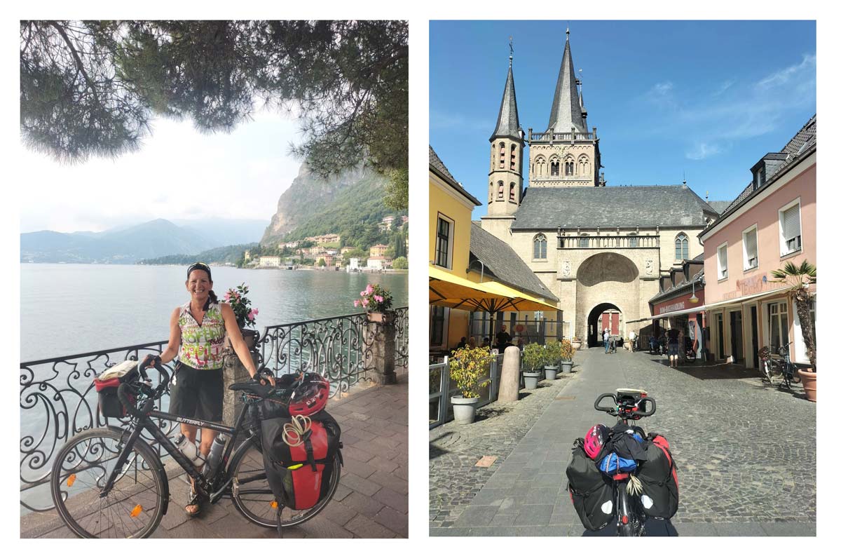 Lago Lugano (izda.) Frente a la Catedral de San Víctor en Xanten, Alemania (dcha.)