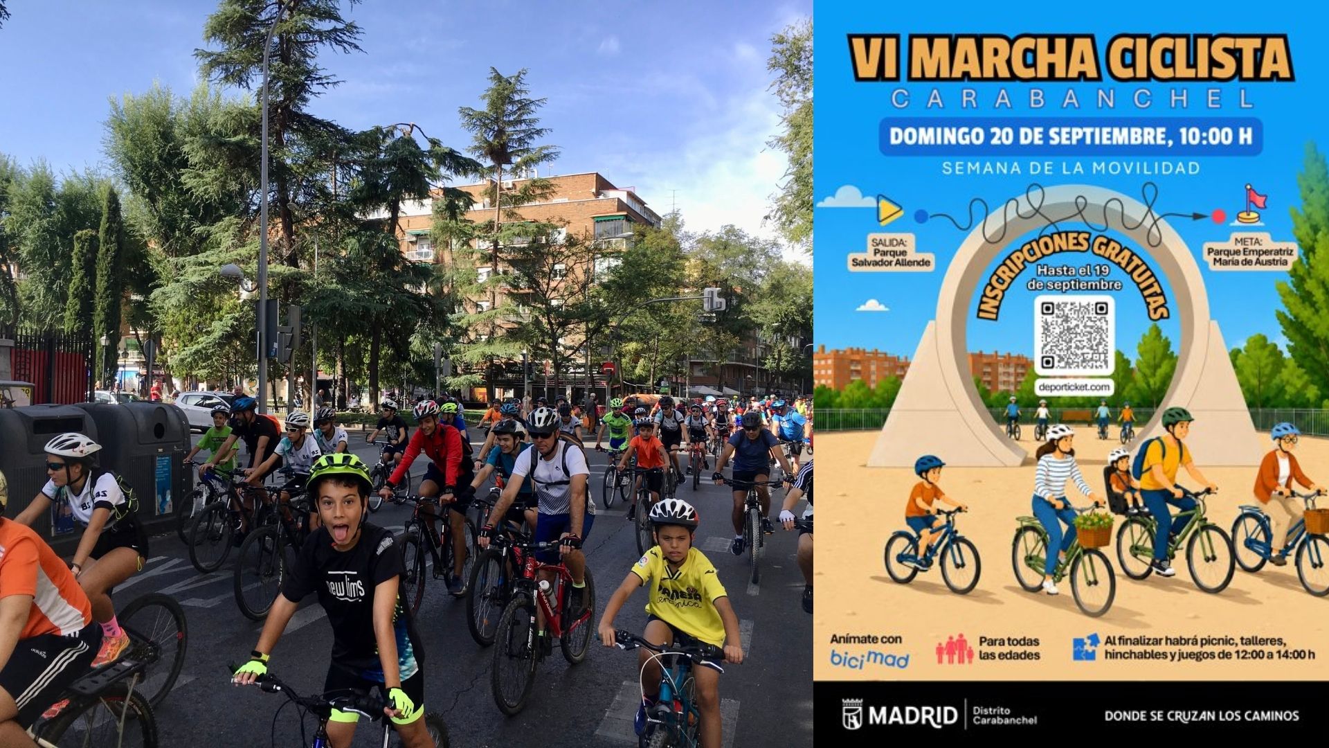 Apúntate gratis a la marcha de la bici del madrileño barrio de Carabanchel.
