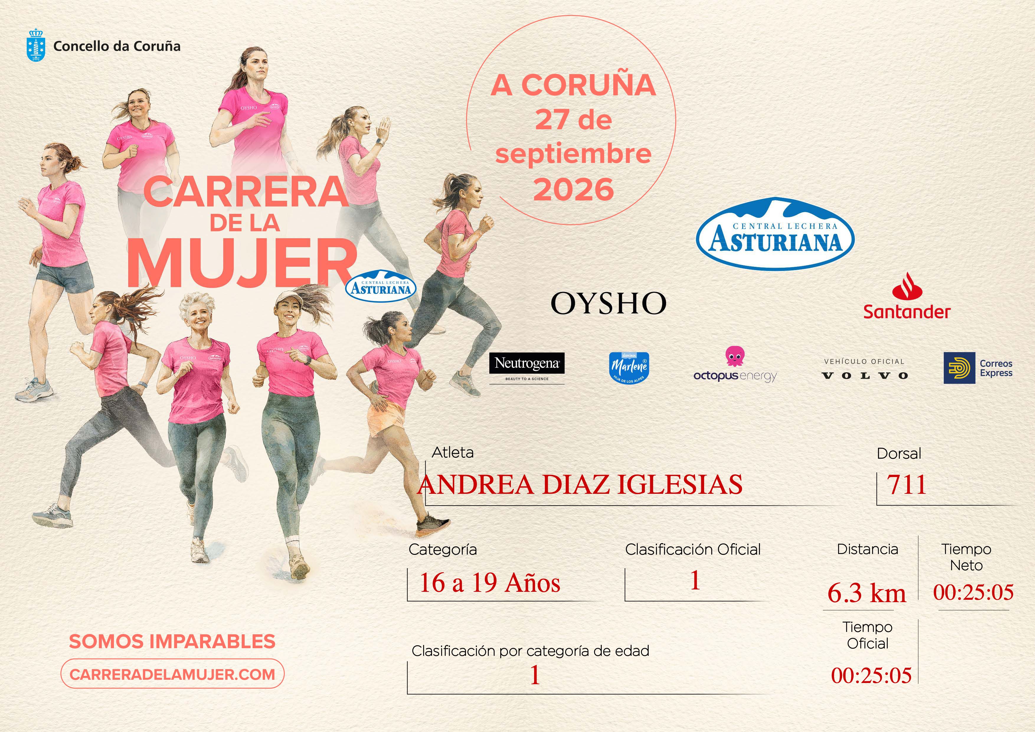 Diploma ANDREA DIAZ IGLESIAS (Carrera de la Mujer A Coruña 2026)