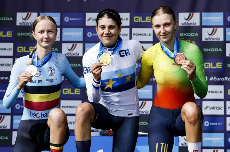 Podio del Campeonato de Europa junior contrarreloj femenino Podio del Campeonato de Europa junior contrarreloj femenino