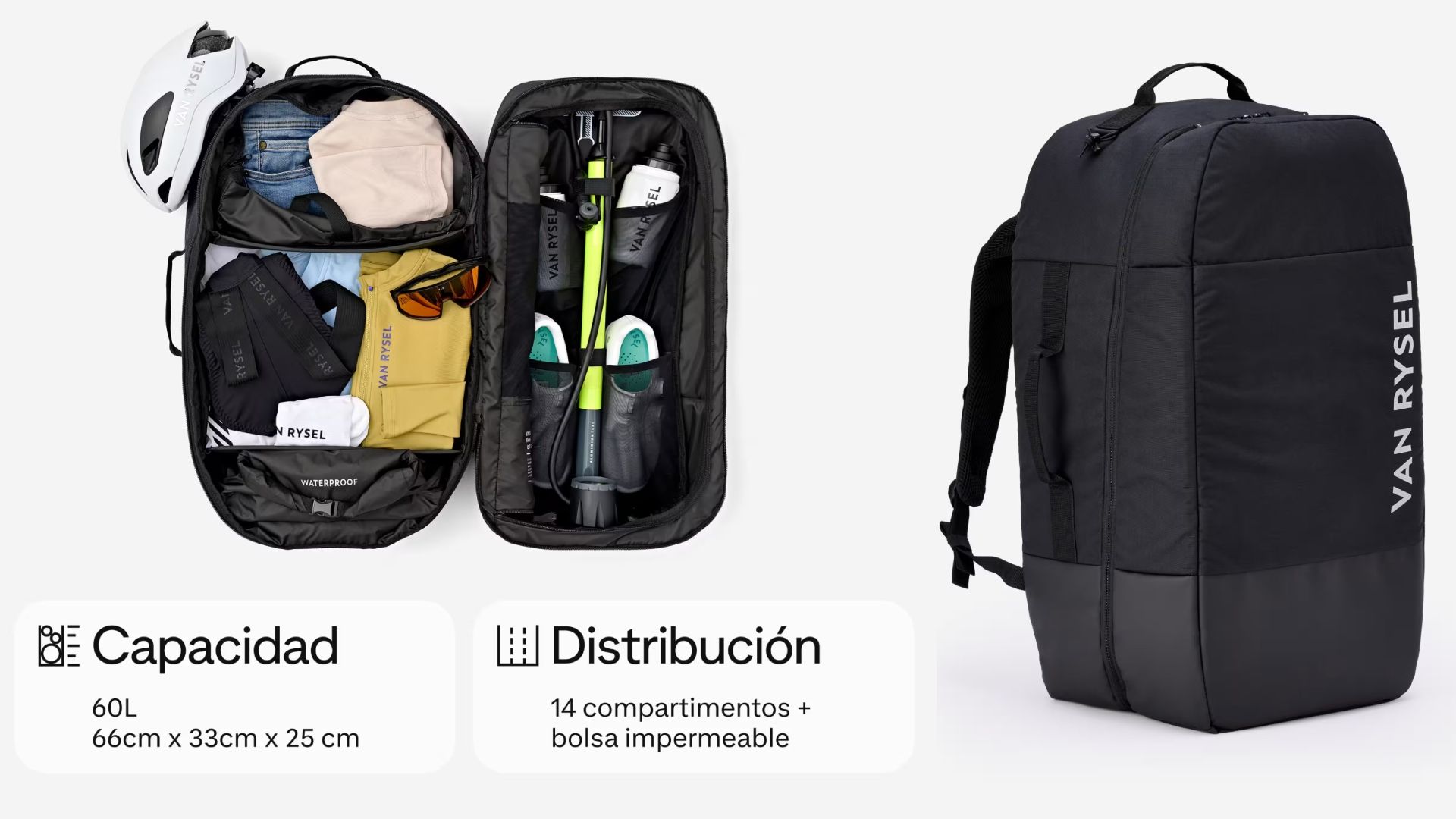 Mochila Competición Van Rysel Negro 60 L