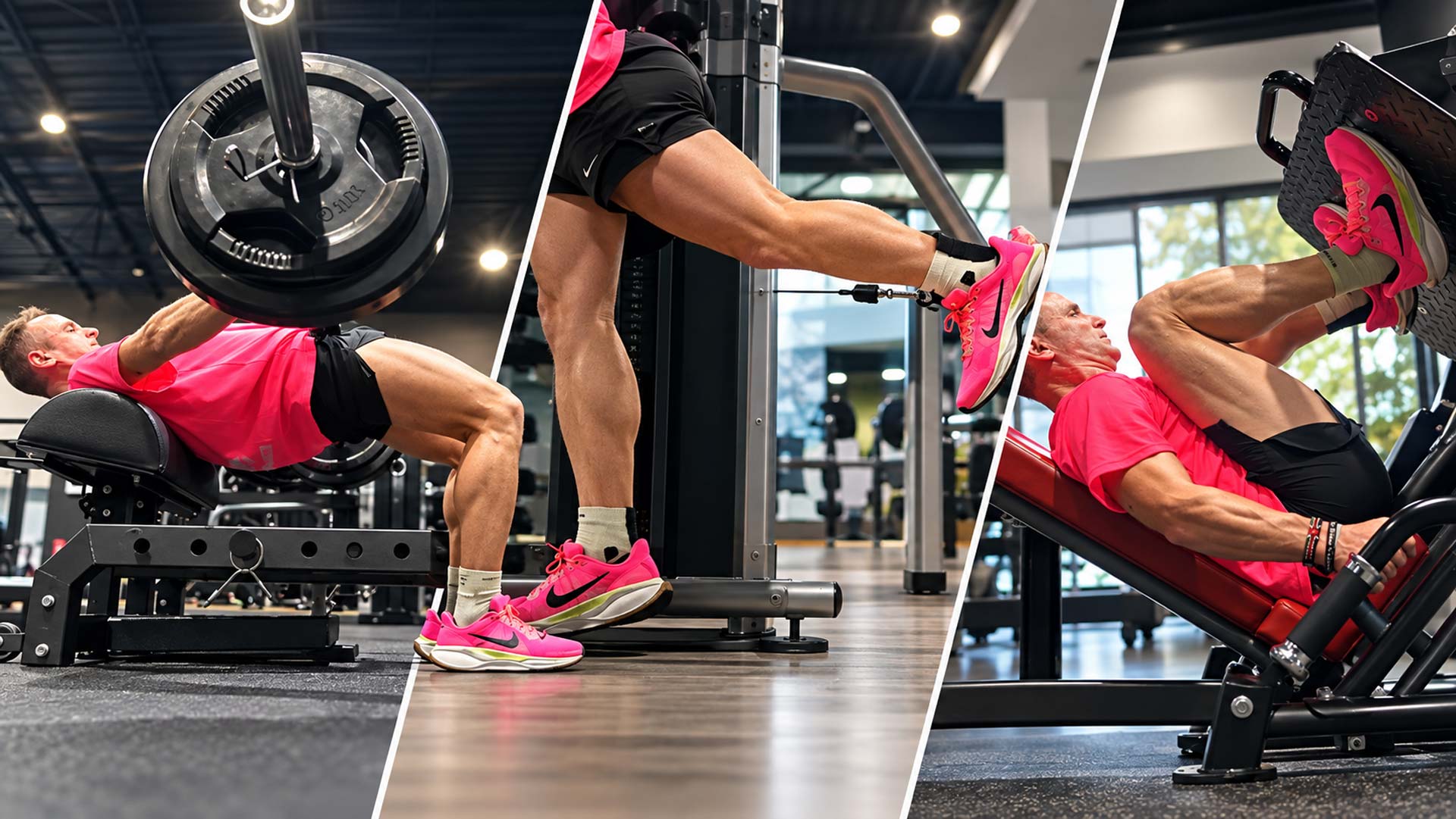 Montaje de fuerza para piernas en el gimnasio