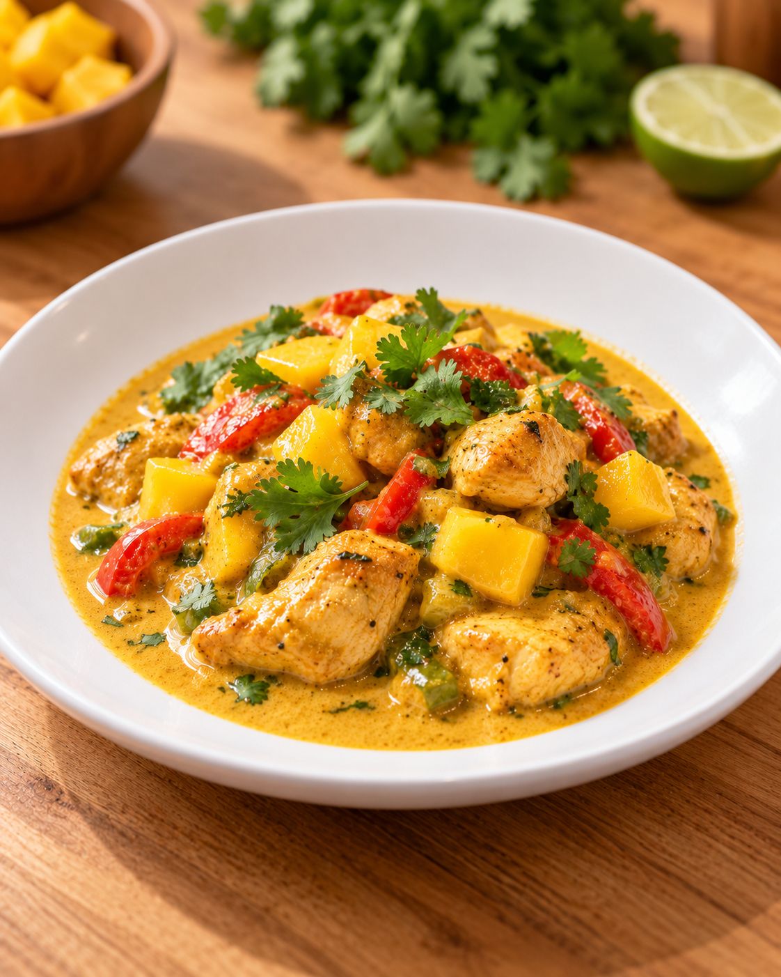 Receta 2. Pollo al curry con mango y crema de coco