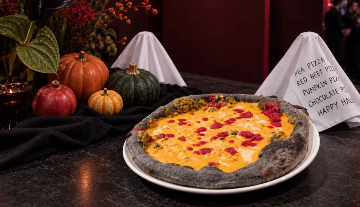 Pizza de calabaza para Halloween