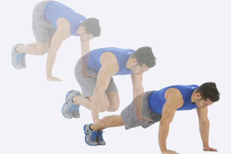 Desplaza el apoyo de pies con una fase aérea