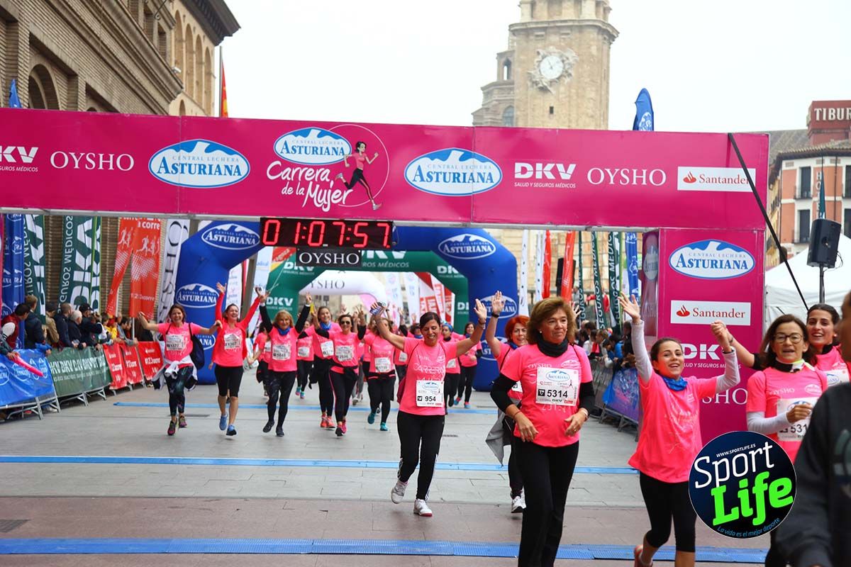 Carrera de la Mujer Zaragoza meta desde 1 h 5 min a 1h 11 min