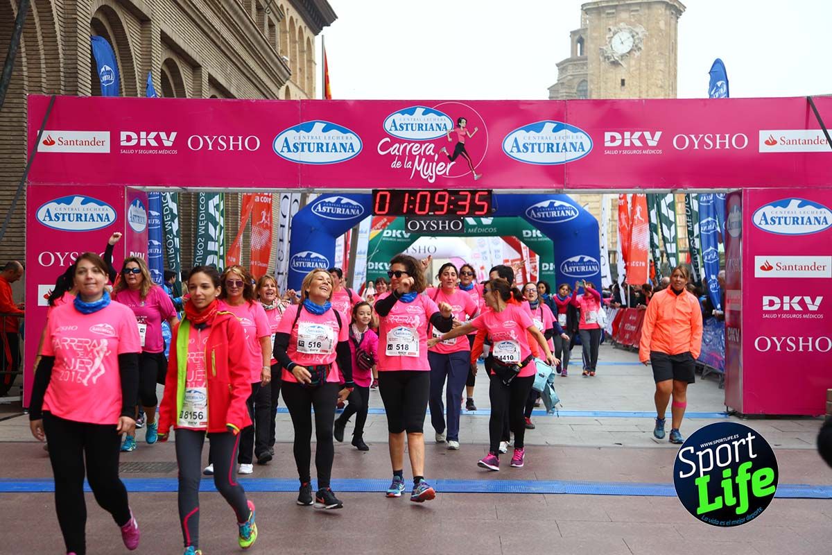 Carrera de la Mujer Zaragoza meta desde 1 h 5 min a 1h 11 min