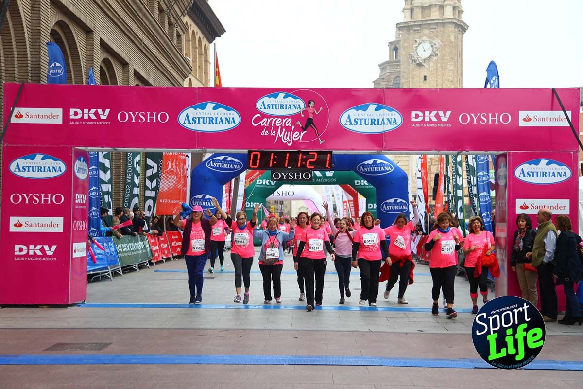 Carrera de la Mujer Zaragoza meta desde 1 h 5 min a 1h 11 min