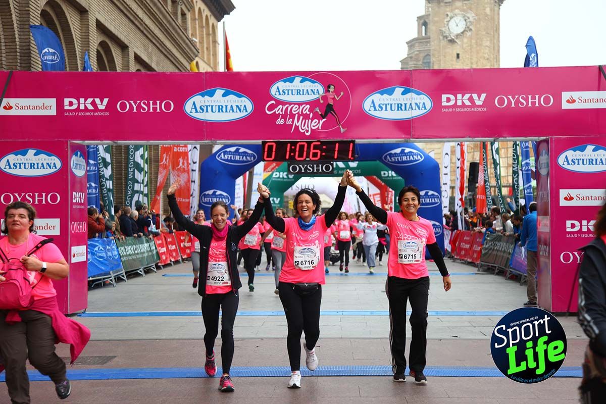 Carrera de la Mujer Zaragoza meta desde 1 h 5 min a 1h 11 min