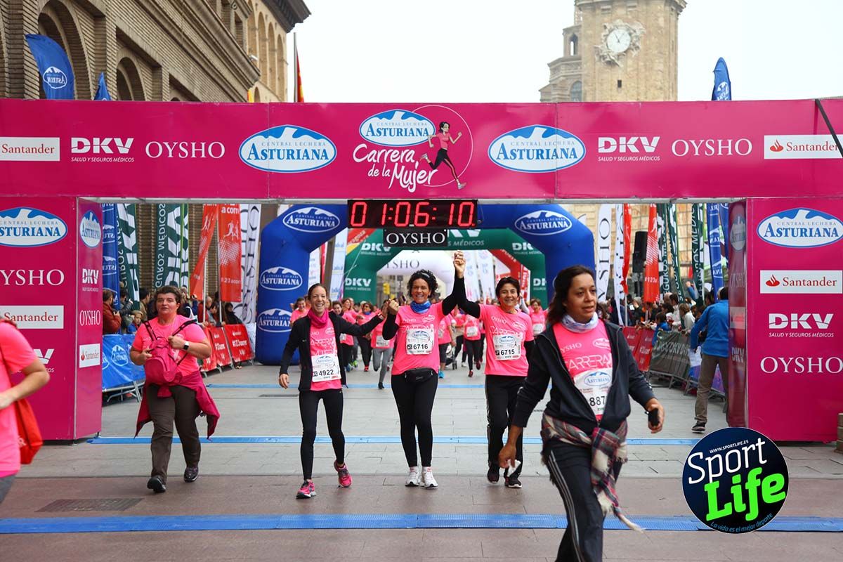 Carrera de la Mujer Zaragoza meta desde 1 h 5 min a 1h 11 min