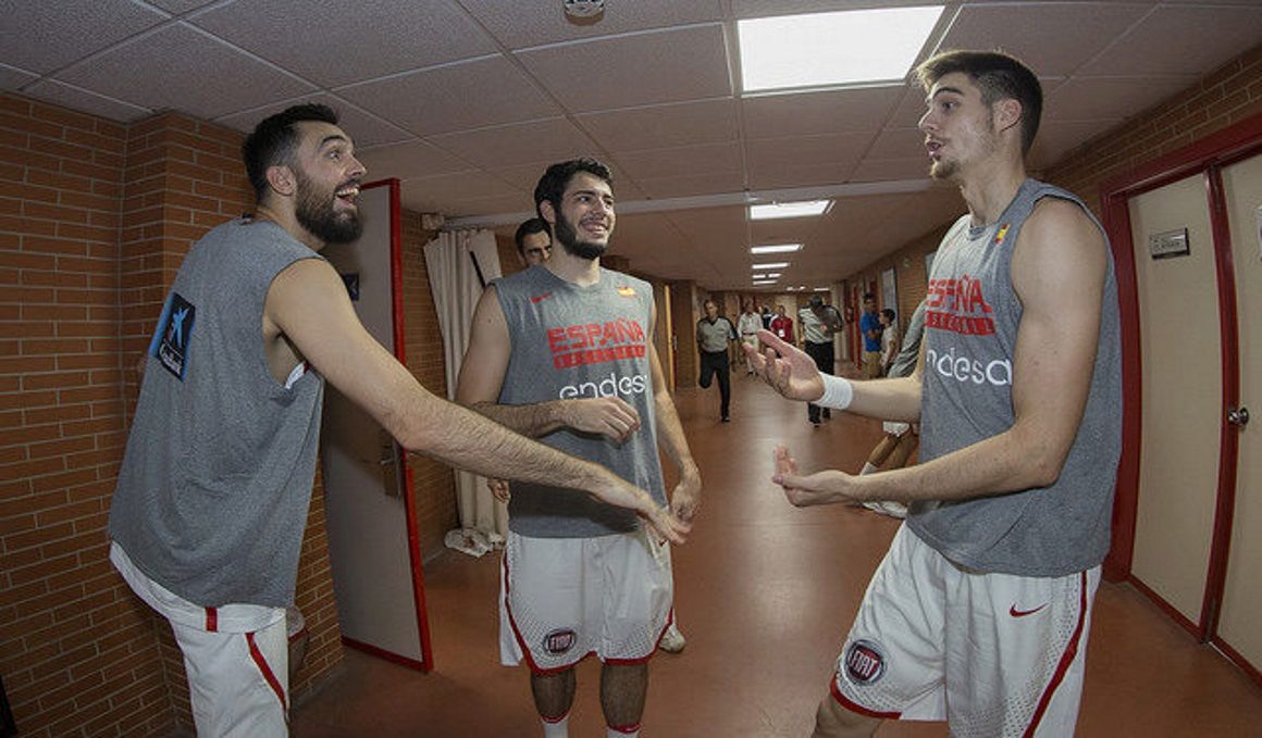 Oriola, Abrines y Juancho Hernangómez en una concentración de la Selección Española. Foto: FEB