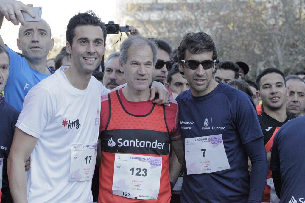 Raúl y Arbeloa, junto a Abel Antón, protagonistas de la Carrera de la Fundación del Real Madrid